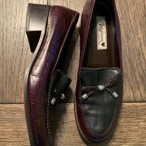 Men's Burgundy and Black Loafers